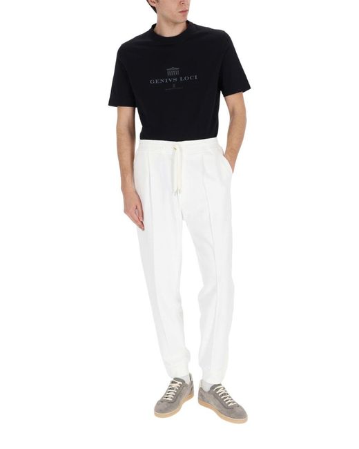 Brunello Cucinelli White Cotton Jogger Pants for men