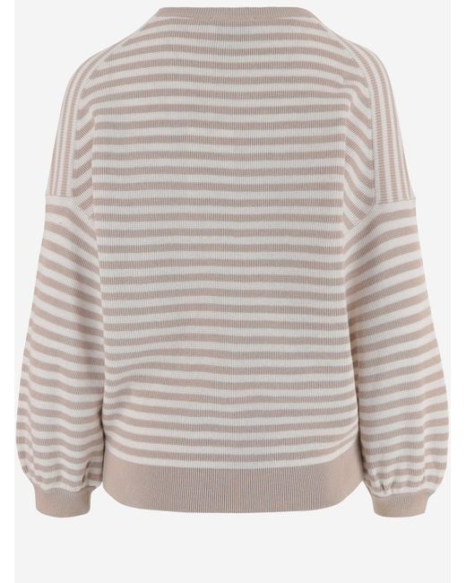 Bruno Manetti Gray Cotton Striped Knit