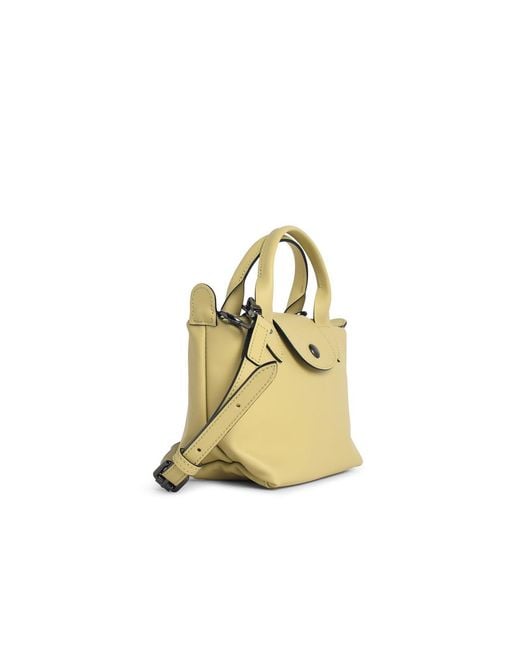 Longchamp Metallic Pistachio Lear Bag With 'Xs Le Pliage Xtra' Handle