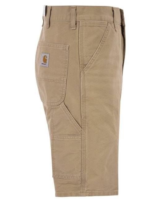 Carhartt Natural Denim Bermuda Shorts With Logo On The Back