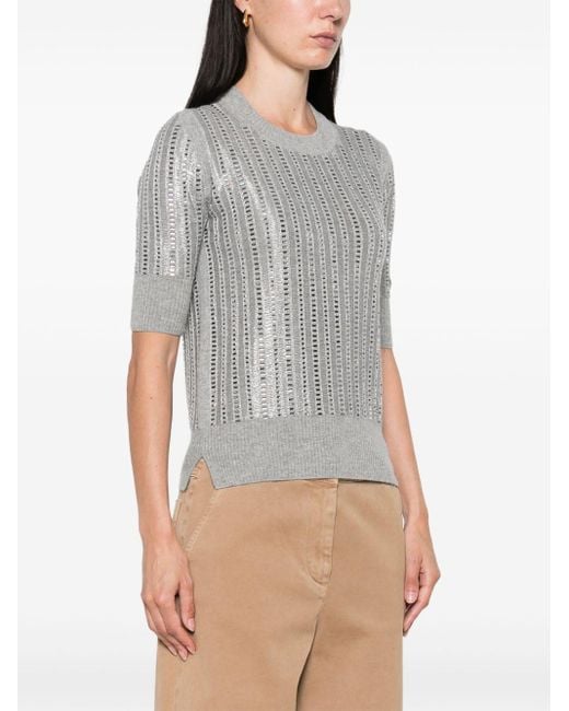 Ermanno Scervino Gray Ribbed Short-Sleeved T-Shirt