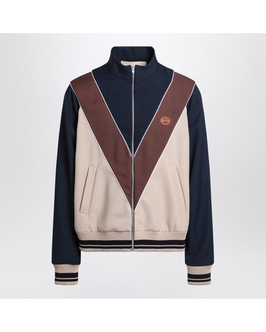 Valentino Blue Zip Up Sweatshirt With V Logo Patch for men