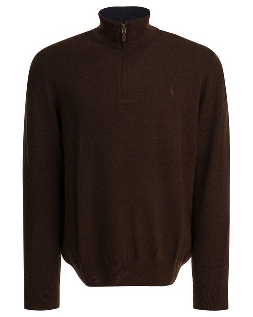 Polo Ralph Lauren Brown Wool Sweater With Zipper for men