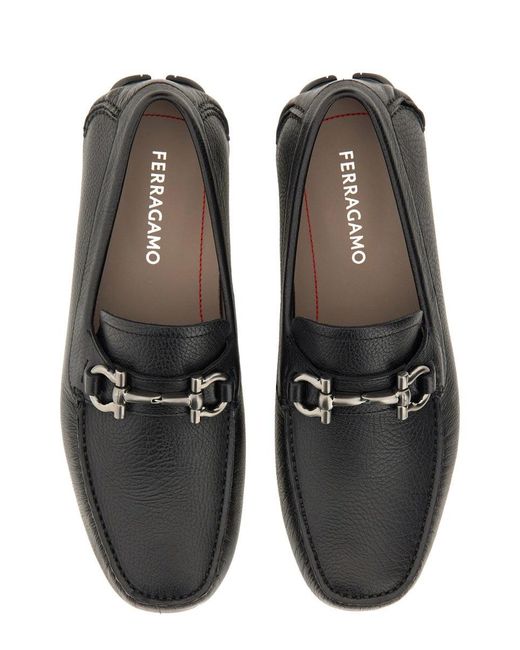 Ferragamo Black Moccasin Gancini