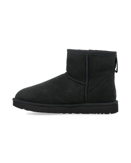 Ugg Black Classic Mini Ii Suede Boots With Shearling Lining