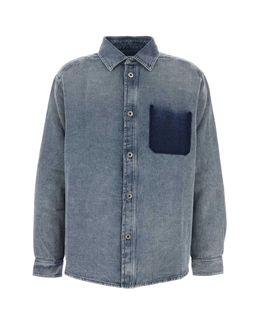 Loewe Denim Blue Cotton Blend Oversize Shirt for men