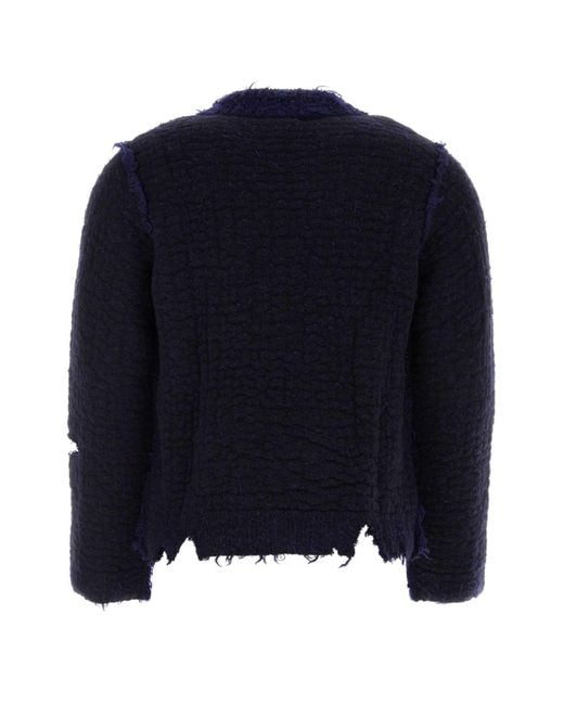 NAMACHEKO Blue Two Tone Wool Blend Sweater for men