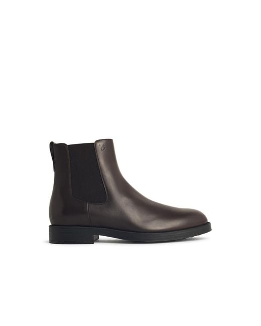 Tod's Tod 's 'el. Formale 'brown Lear Enkellaarzen in het Black voor heren