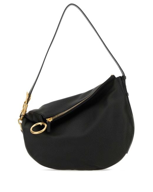 Burberry Black Leather Knight Medium Shoulder Bag