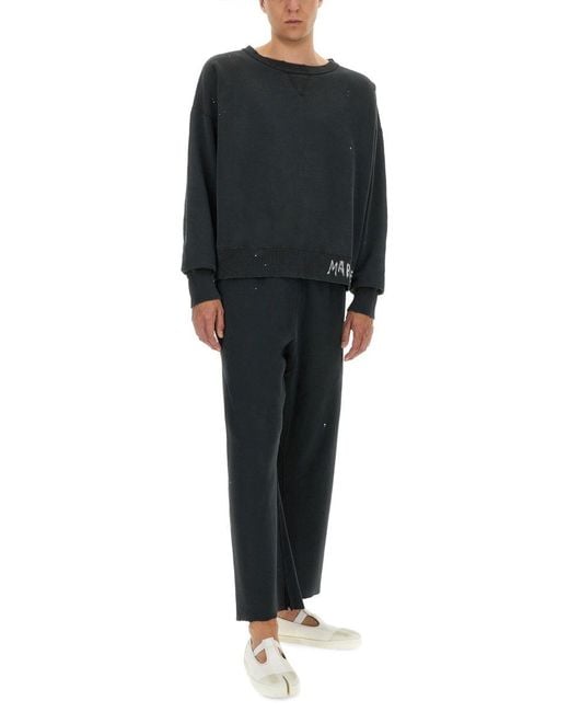 Maison Margiela Black Relaxed-Fit Cotton Pants With Distressed Hem for men