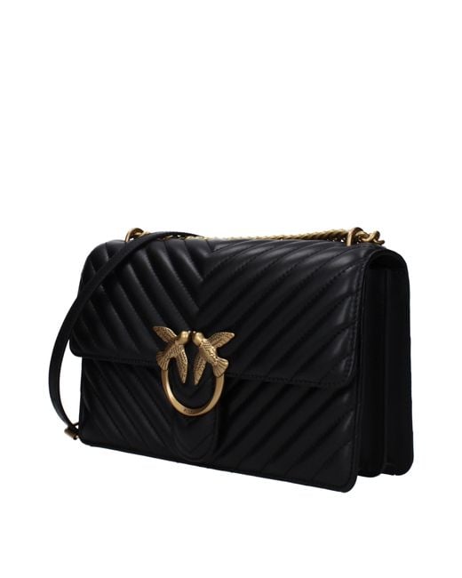 Pinko Black Love One Crossbody Bags Leather