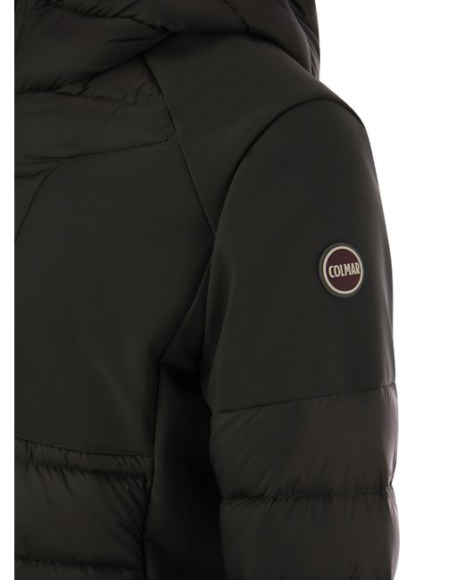 Colmar Black New Warrior Hooded Down Jacket In Double Fabric for men