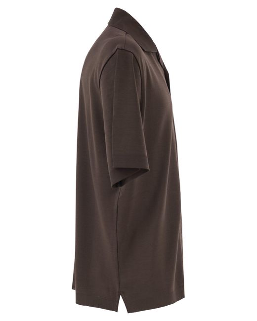 Herno Brown Cotton Jersey Shirt With Chest Pocket for men