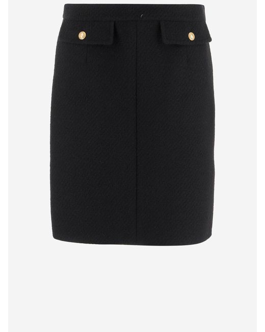 Gonna Di Lana Bouclé di Chloé in Black
