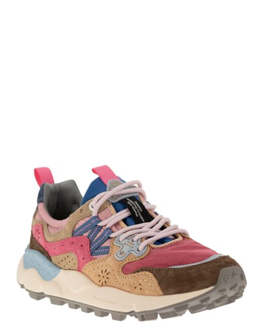 Flower Mountain Multicolor Yamano 3 Sneakers In Suede And Technical Fabric