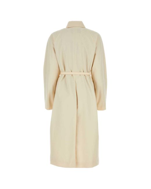 Fendi White Ivory Polyester Blend Overcoat