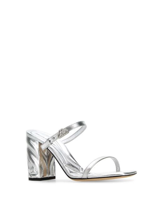 McQueen White Leather Seal Mules for men