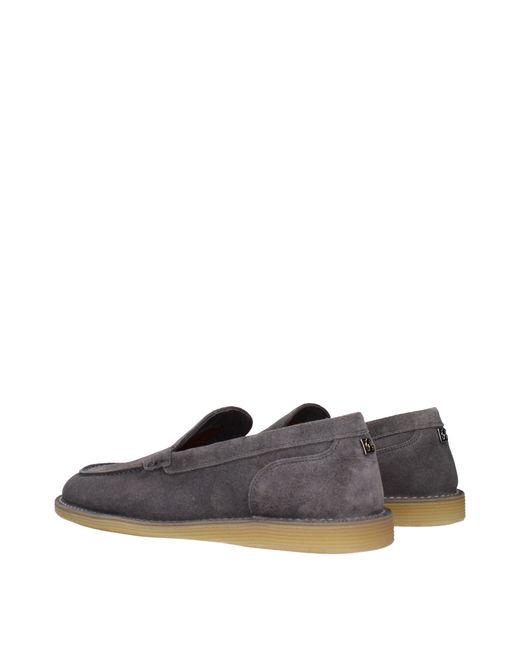 Dolce & Gabbana Blue Dolce&Gabbana Slip On New Florio Ideal Uomo Suede/Lead