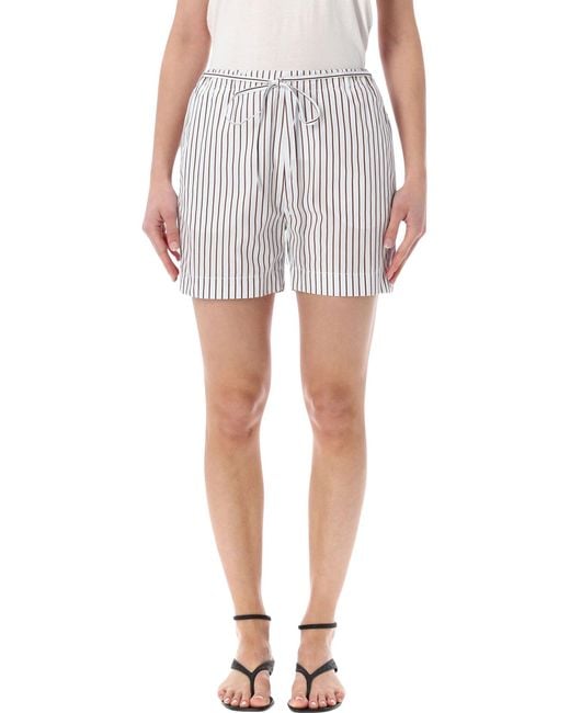 Loulou Gray Lory Striped Cotton-Poplin Shorts