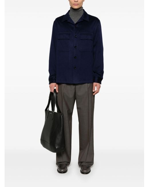 Zegna Blue Oasi Cashmere Overshirt for men