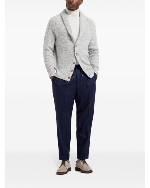 Brunello Cucinelli Blauwe Wollen Broek in het Blue voor heren