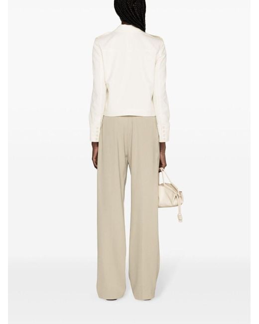 Theory White Peak-Lapels Cropped Jacket