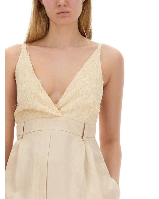 Alysi Natural Malfile Satin Jumpsuit