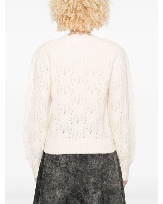 Isabel Marant Natural Button-Front Open-Knit Cardigan