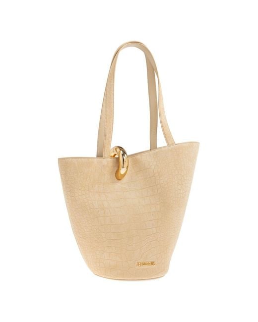 Jacquemus White Le Bambola Moyen Leather Bucket Bag