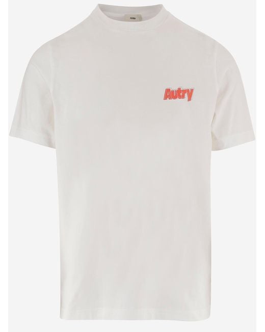 Autry White Cotton T Shirt With Logo