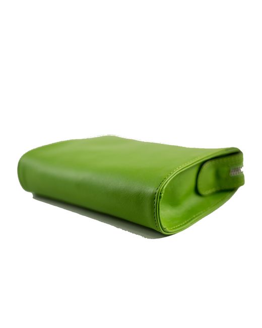 LA ROSE Green Minimal Leather Make Up Bag