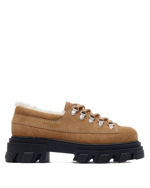 Ganni Brown Suede Derbie Shoes
