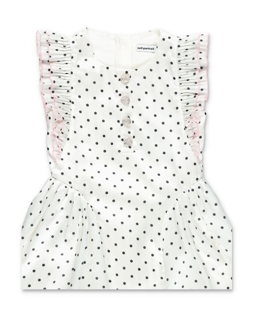 Self-Portrait White Chic Mini Dress For Girls