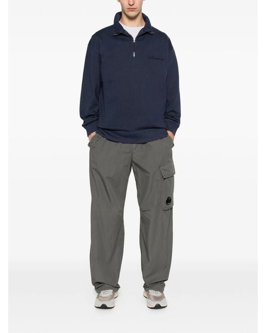 C P Company Blue Sweatshirts Polo Collar