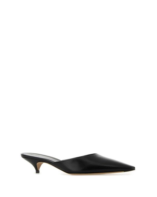 The Row White Leather Lisa Mules