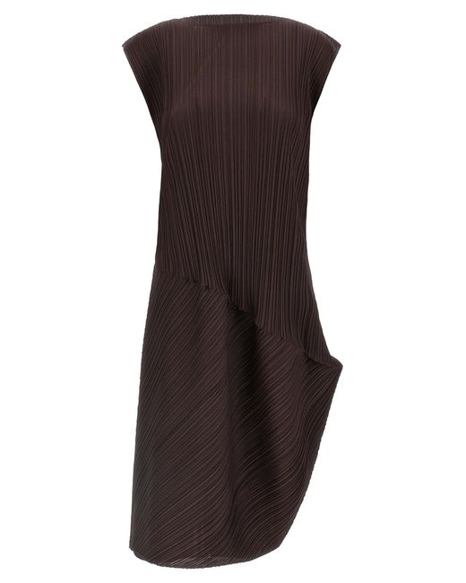 Pleats Please Issey Miyake Brown Midi-Kleid