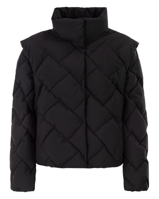 Herno Black Matt Nylon Down Jacket With Detachable Sleeves
