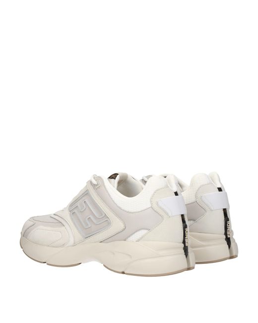 Fendi White Panelled Low-top Sneakers for men