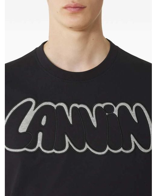 Lanvin Black T Shirt With Applique