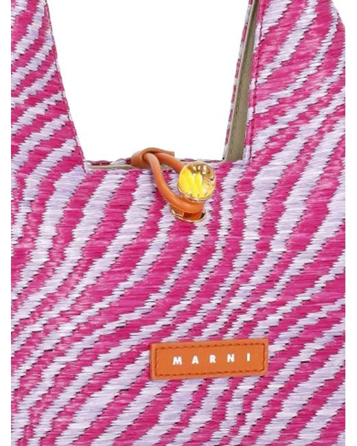 Marni Pink Trapez-Einkaufstasche mit Logo