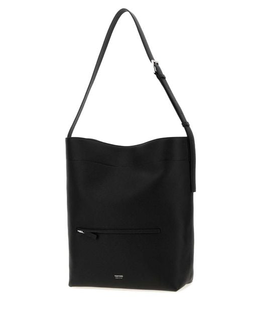 Tom Ford Black Leather Shopping Bag for men