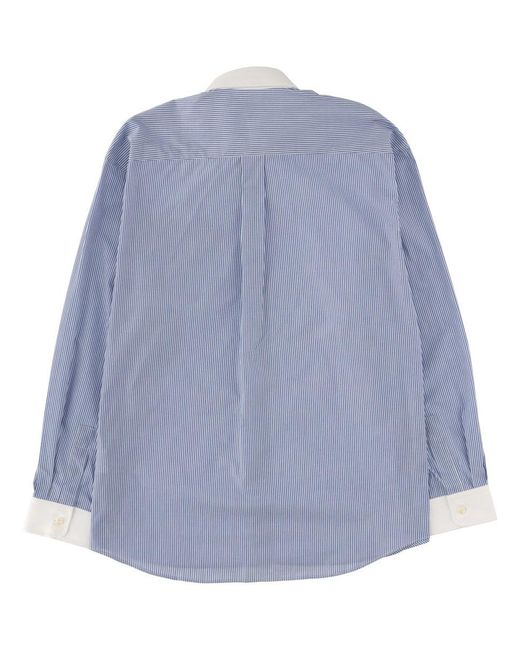 SPORTY&RICH Blue Logo Striped Shirt