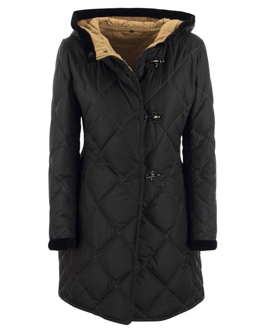 Fay Black Virginia Quilted Coat With Hood