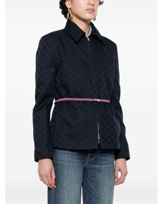 Gucci Blue Gg Zipped Jacket