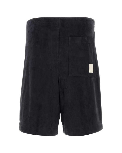 Emporio Armani Black Dark Suede Bermuda Shorts