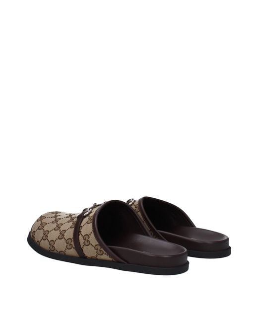 Gucci Brown Slippers And Clogs Fabric/Ebony
