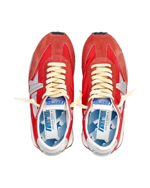 Golden Goose Deluxe Brand Red Stylish Leather And Polyester Sneakers For