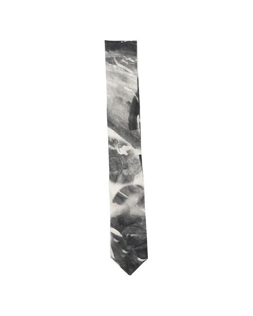 Alysi White Printed Silk Tie