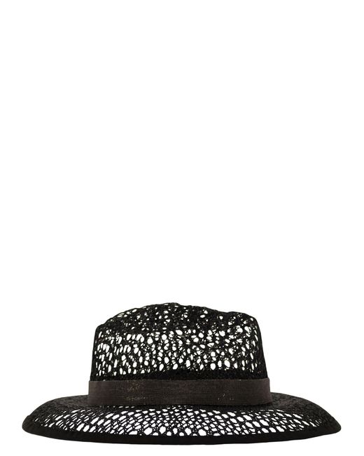 Cappello di paglia di con banda preziosa di Brunello Cucinelli in Black