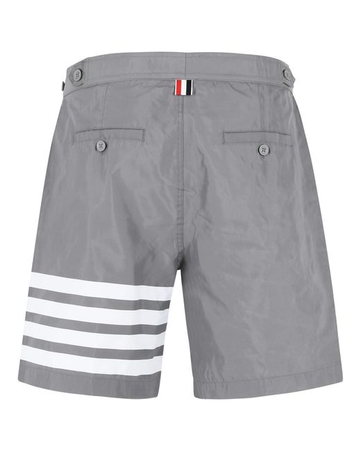 Thom Browne Gray 'Swim Tech 4 Bar' Nylon Swimsuit for men